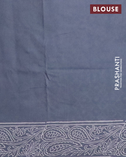 Pashmina silk saree grey with allover floral prints and printed border