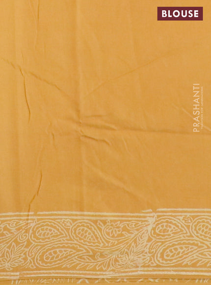 Pashmina silk saree mustard yellow with allover floral prints and printed border