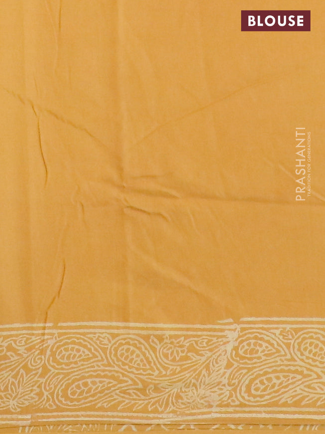 Pashmina silk saree mustard yellow with allover floral prints and printed border