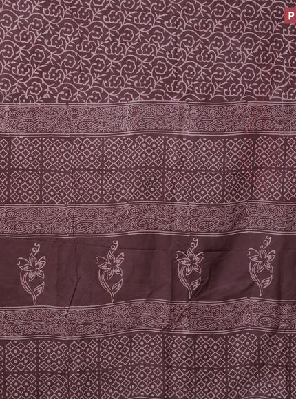 Pashmina silk saree brown with allover floral prints and printed border