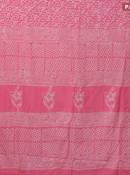 Pashmina silk saree light pink with allover floral prints and printed border