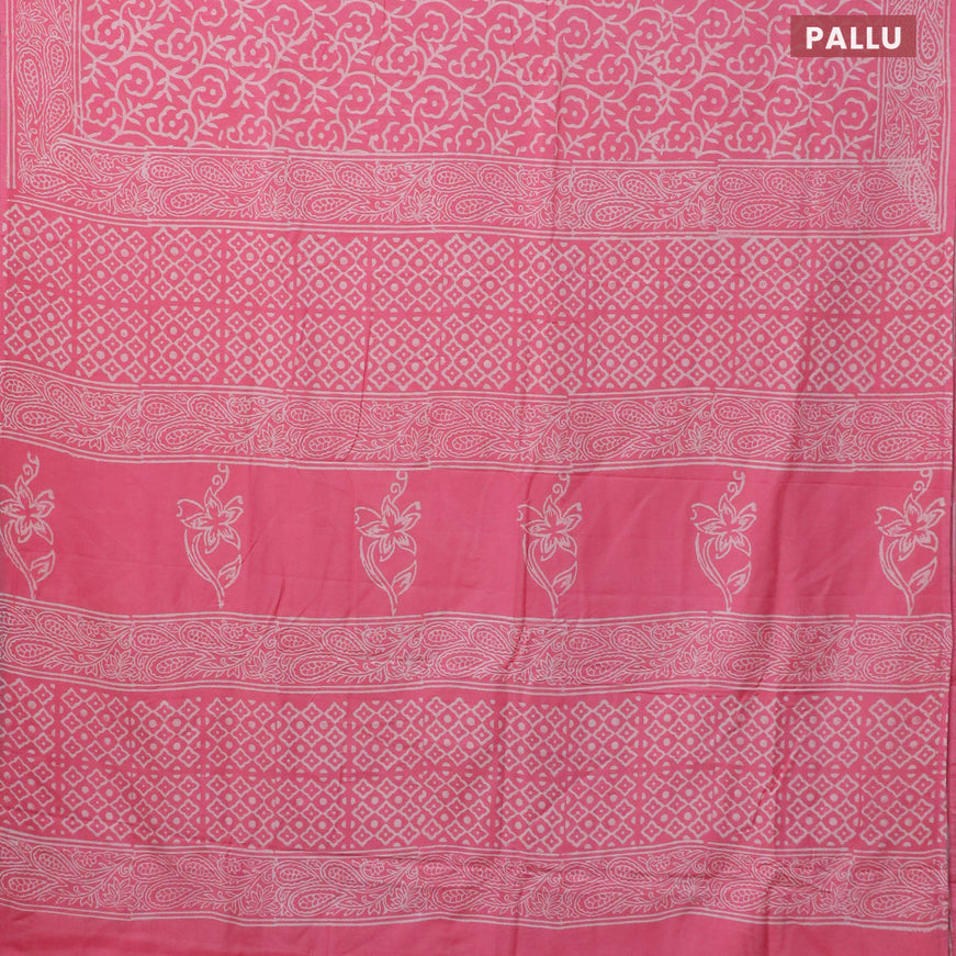 Pashmina silk saree light pink with allover floral prints and printed border