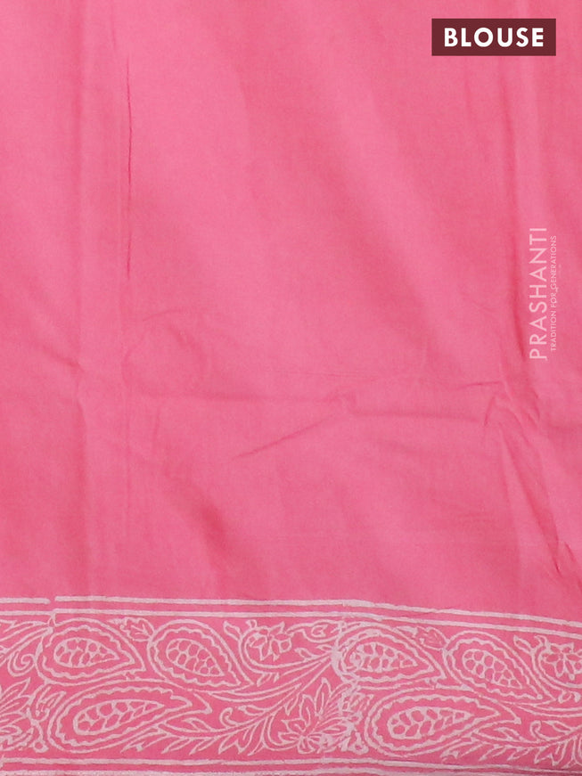 Pashmina silk saree light pink with allover floral prints and printed border