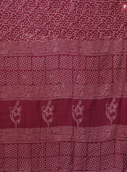 Pashmina silk saree maroon with allover floral prints and printed border