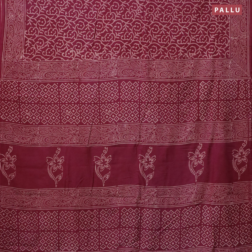 Pashmina silk saree maroon with allover floral prints and printed border