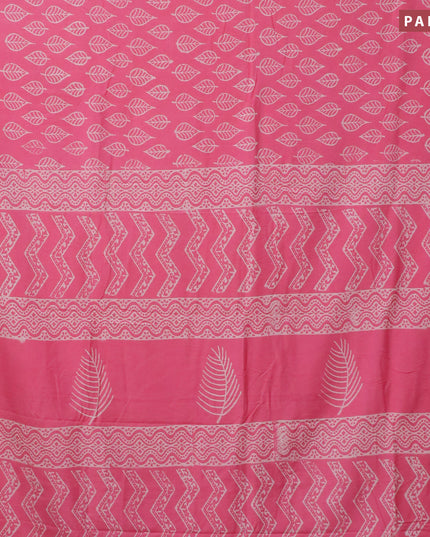 Pashmina silk saree light pink with leaf butta prints and printed border