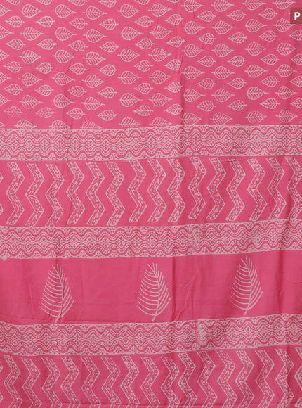 Pashmina silk saree light pink with leaf butta prints and printed border