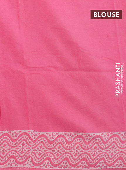 Pashmina silk saree light pink with leaf butta prints and printed border