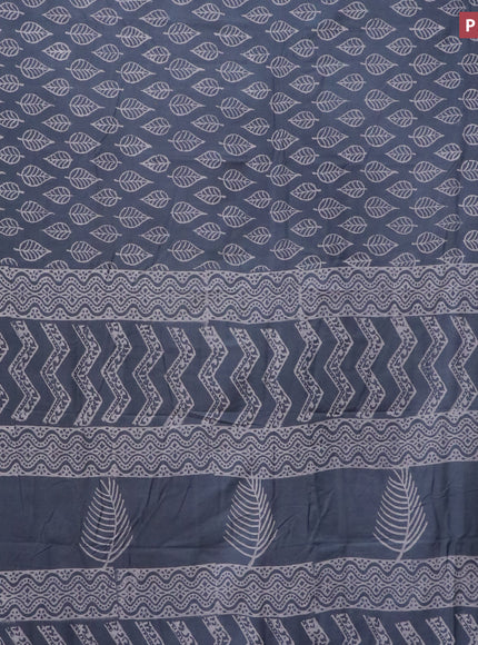 Pashmina silk saree grey with leaf butta prints and printed border