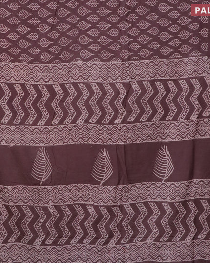 Pashmina silk saree brown with leaf butta prints and printed border