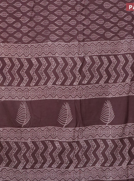 Pashmina silk saree brown with leaf butta prints and printed border