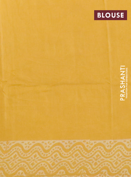 Pashmina silk saree yellow with leaf butta prints and printed border