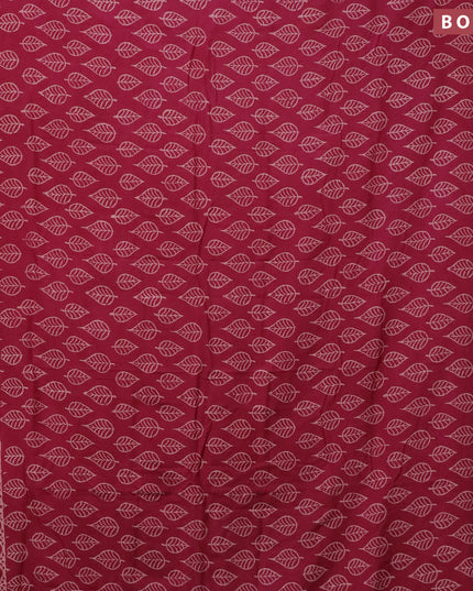 Pashmina silk saree dark magenta pink with leaf butta prints and printed border
