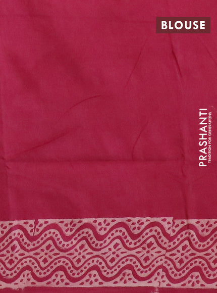 Pashmina silk saree dark magenta pink with leaf butta prints and printed border