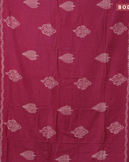 Pashmina silk saree magenta pink with butta prints and printed border