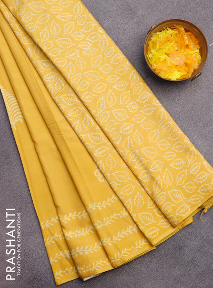 Pashmina silk saree yellow with butta prints and printed border