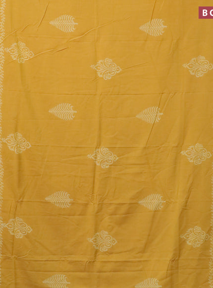 Pashmina silk saree yellow with butta prints and printed border