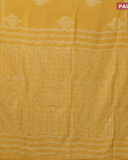 Pashmina silk saree yellow with butta prints and printed border