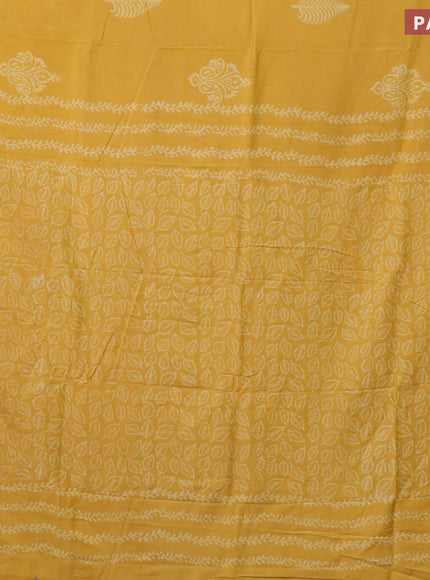 Pashmina silk saree yellow with butta prints and printed border