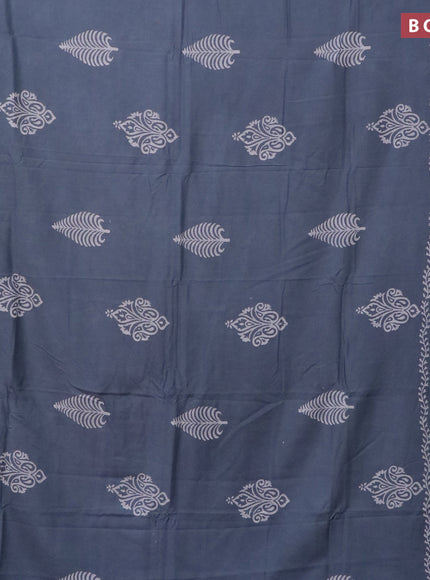 Pashmina silk saree grey with butta prints and printed border