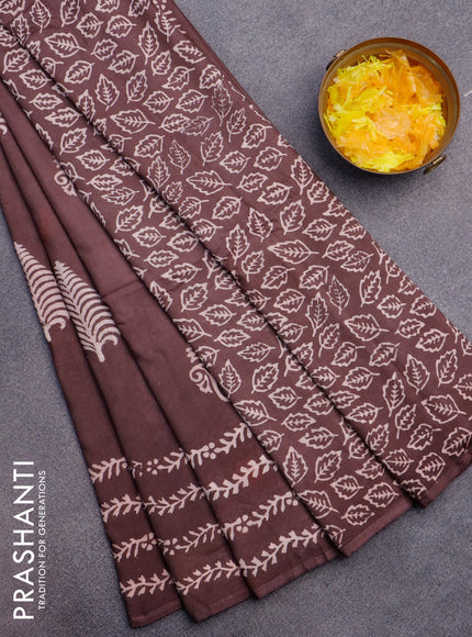 Pashmina silk saree brown with butta prints and printed border