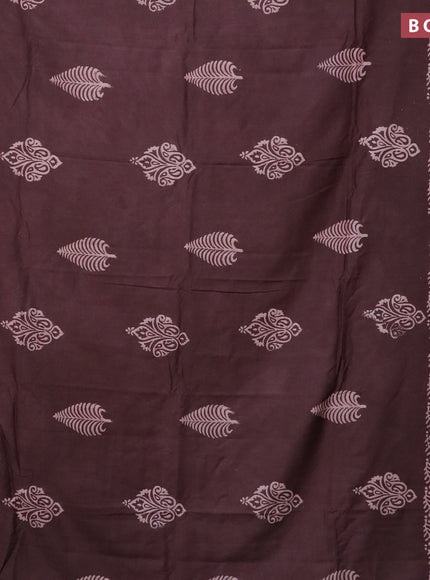 Pashmina silk saree brown with butta prints and printed border