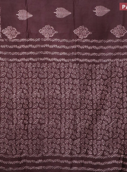 Pashmina silk saree brown with butta prints and printed border