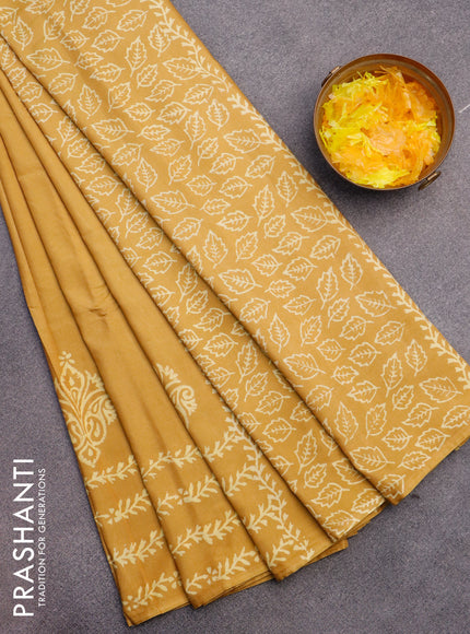 Pashmina silk saree mustard yellow with butta prints and printed border