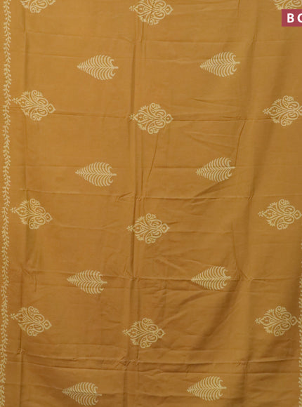 Pashmina silk saree mustard yellow with butta prints and printed border