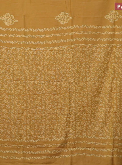 Pashmina silk saree mustard yellow with butta prints and printed border