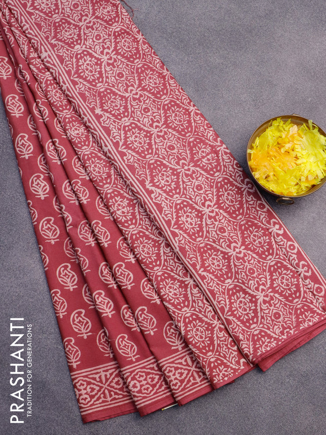 Pashmina silk saree maroon shade with butta prints and printed border