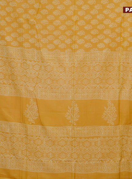 Pashmina silk saree yellow with butta prints and printed border