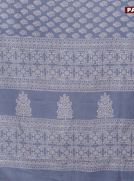 Pashmina silk saree pastel grey with butta prints and printed border