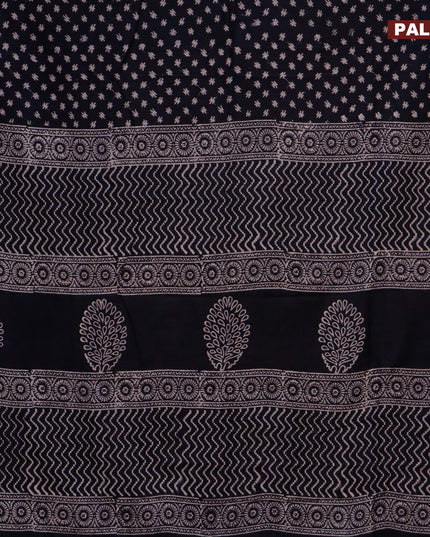 Pashmina silk saree black with butta prints and printed border