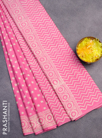 Pashmina silk saree light pink with butta prints and printed border