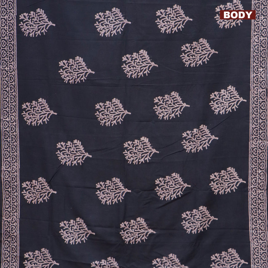 Pashmina silk saree black with butta prints and printed border