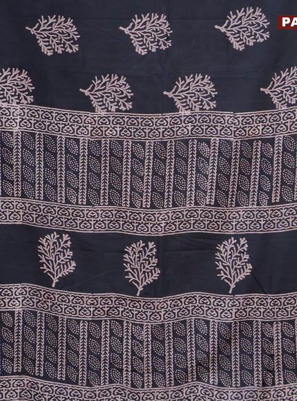 Pashmina silk saree black with butta prints and printed border