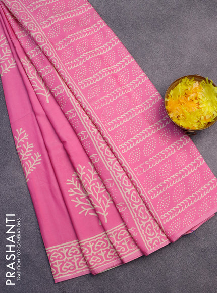 Pashmina silk saree light pink with butta prints and printed border