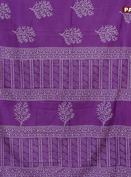 Pashmina silk saree violet with butta prints and printed border