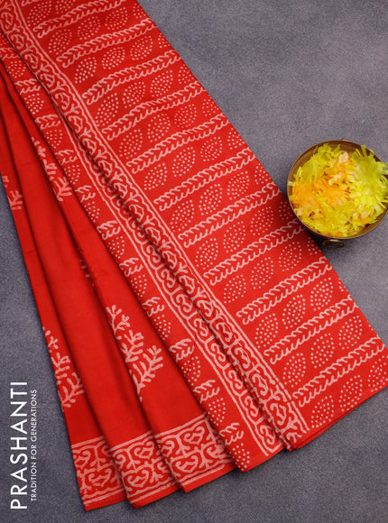 Pashmina silk saree red with butta prints and printed border