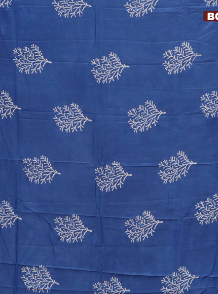 Pashmina silk saree blue with butta prints and printed border