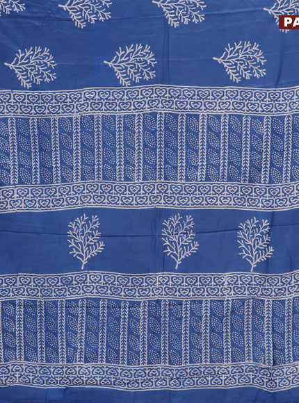 Pashmina silk saree blue with butta prints and printed border