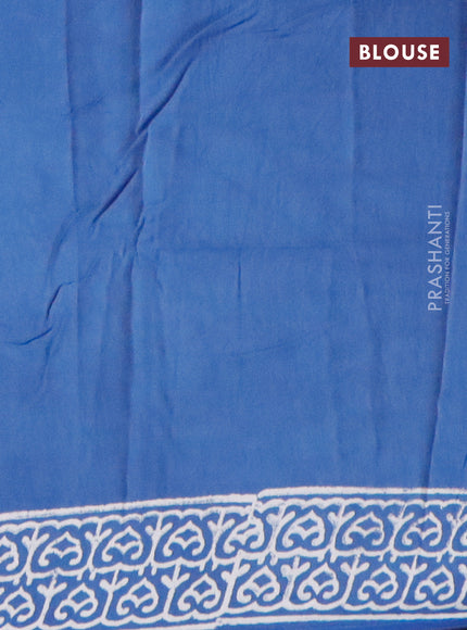 Pashmina silk saree blue with butta prints and printed border