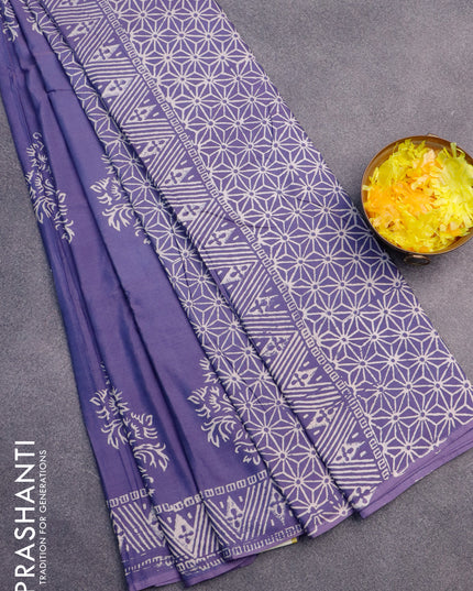 Pashmina silk saree blue with butta prints and printed border