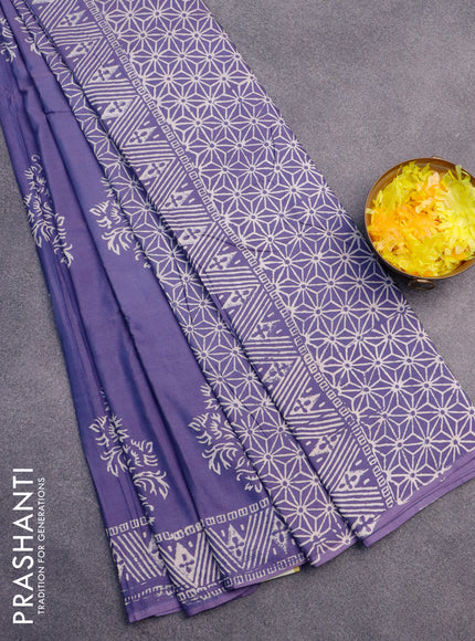 Pashmina silk saree blue with butta prints and printed border