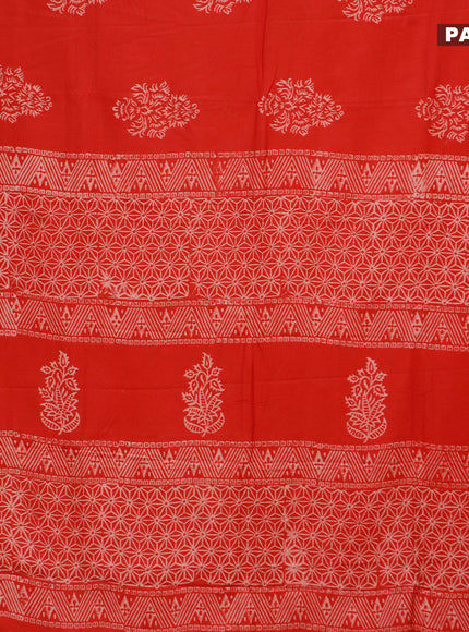 Pashmina silk saree red with butta prints and printed border