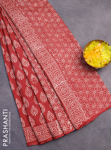 Pashmina silk saree maroon with butta prints and printed border