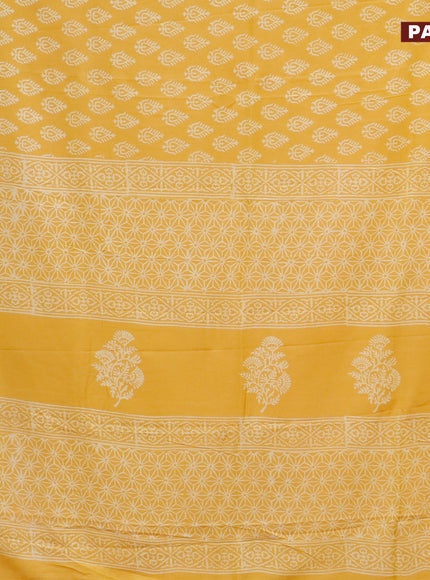 Pashmina silk saree yellow with butta prints and printed border