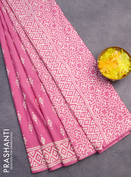 Pashmina silk saree light pink with butta prints and printed border