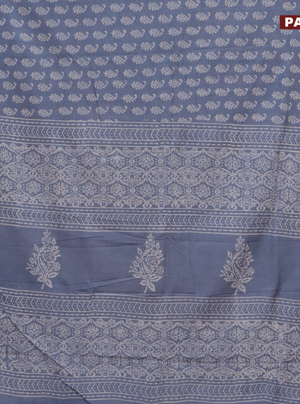 Pashmina silk saree grey with butta prints and printed border